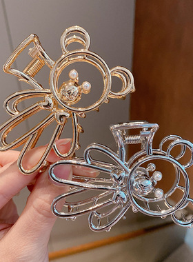 网红金属小熊抓夹优雅后脑勺头饰