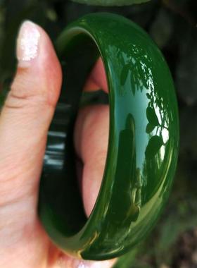 2026【小额】新疆A货和田玉碧玉手镯 女款菠菜绿加宽加厚玉镯真玉