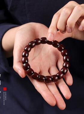 2026国风小叶紫檀单圈手串直切桶珠男女款文玩佛珠手链禅意风盘玩