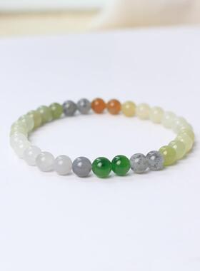 2026和田玉多宝珠手串渐变玉珠手炼糖玉青白玉碧玉烟紫晴水古风女