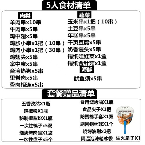 【杨记烧烤】5人套餐烧烤食材共青森林公园烧烤顾村配送套餐新鲜 - 图0