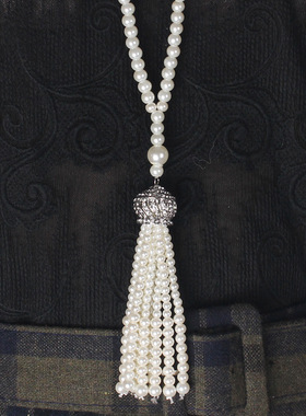 水钻珍珠项链流苏吊坠盖茨比同款