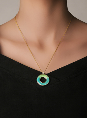 圆满项链 高温真珐琅圆环项链 轻奢小众设计 锁骨链 女士日常佩戴