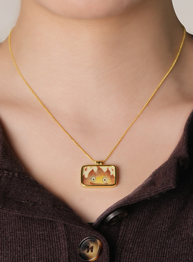 卡西法项链 宫崎骏动漫周边 手绘吊坠项链 可爱动漫锁骨链女