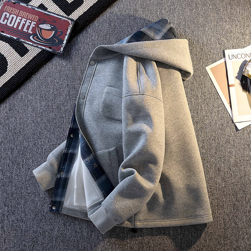 春秋季新款连帽卫衣男款宽松休闲百搭上衣青少年大童潮流帅气外套 - 图0