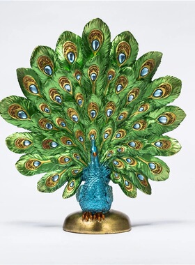高端仿真孔雀桌面钥匙遥控器收纳