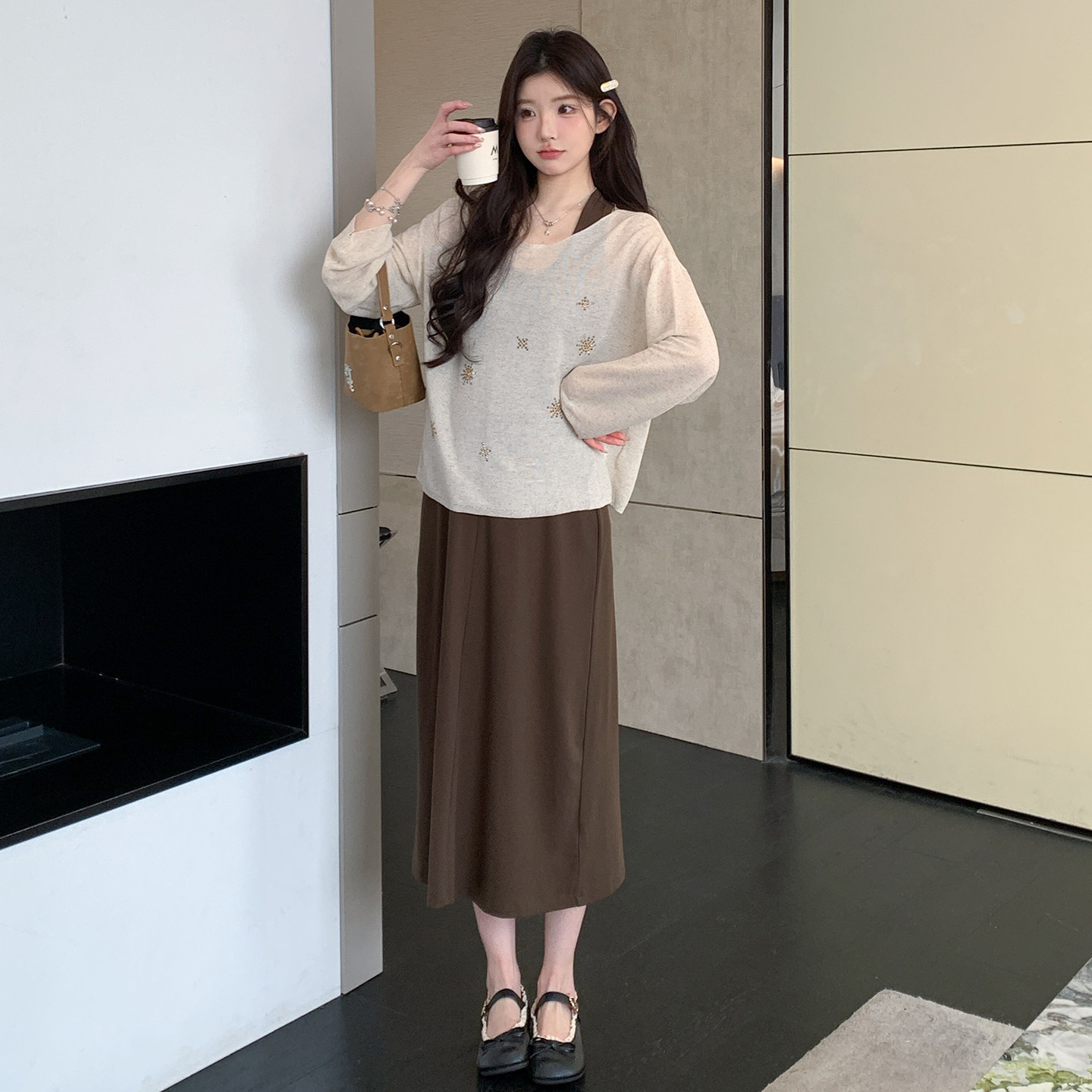 2026春季新品设计感烫钻上衣背心连衣裙孕妇套装,淘宝优惠券,粉丝福利购,淘宝优惠卷