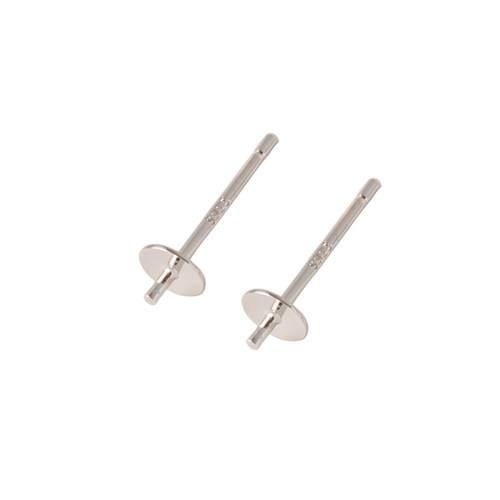 S925纯银耳钉托馒头珍珠空托半成品材料耳环平底碗针diy圆珠配件 - 图3