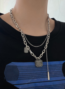 嘻哈钛钢粗项链女叠戴轻奢小众