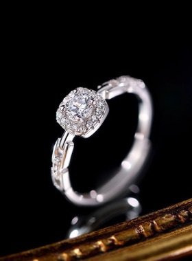 S999纯银方糖素圈可调女戒