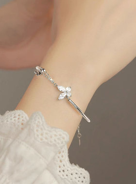 S925纯银蝴蝶手链女轻奢小众精致闪钻手环手饰送女友闺蜜生日礼物