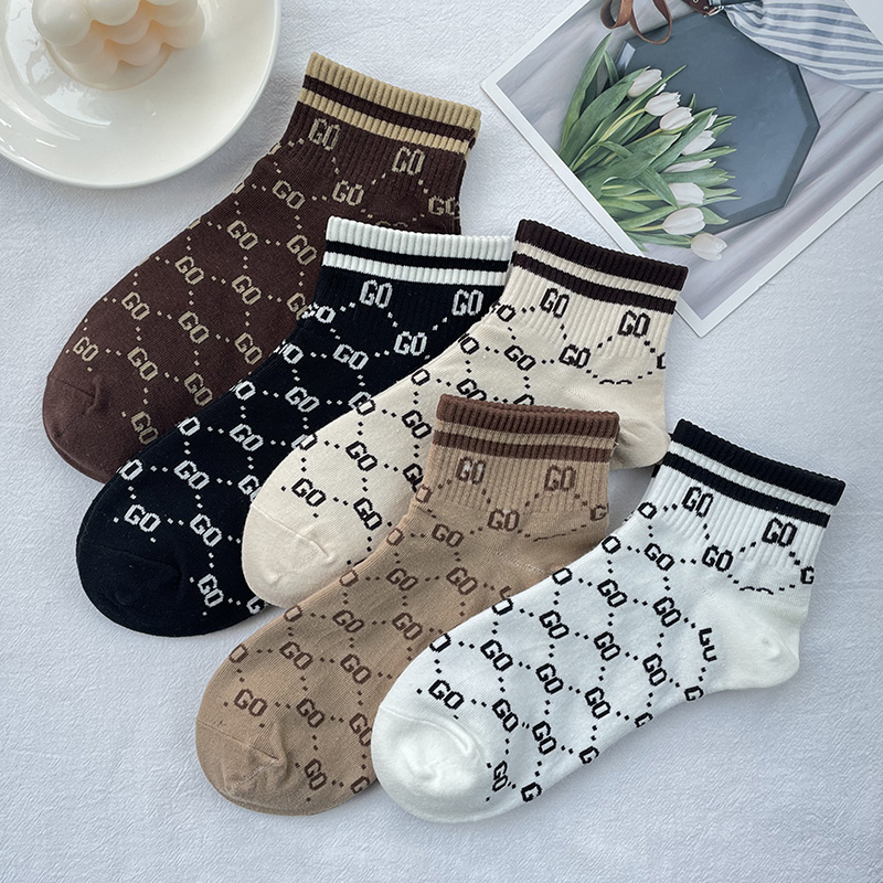 字母短袜女夏季薄款棉袜袜子ins潮韩国GO短筒低帮复古船袜春夏 - 图0