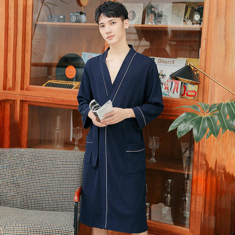 莱丝依梦旗舰店五星级酒店浴袍男女夏季薄款浴衣男士华夫格睡袍春秋定制吸水速干2
