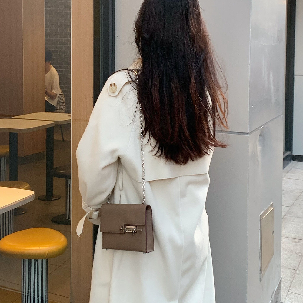 高级质感粉色真皮插销包包2025新款单肩斜挎链条小方包手枪包女潮,淘宝优惠券,粉丝福利购,淘宝优惠卷