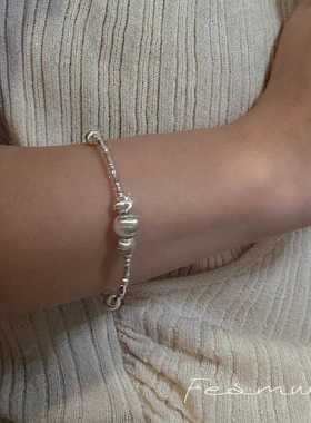 S925纯银韩版小众设计感猫眼珠手链韩国风简约时尚复古款首饰品女