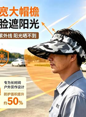 考场安全员专用夏季户外迷彩遮阳空顶帽男女棒球帽无顶鸭舌帽成人