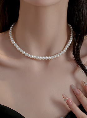 8-9mm白色马蹄扣珍珠项链XLA207
