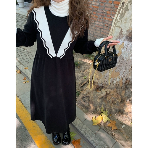 Зимнее платье, длинная юбка, большой размер, средней длины