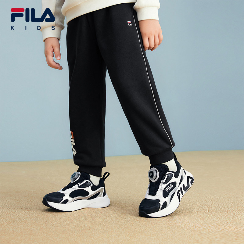 FILA斐乐儿童童装裤子2025年冬季新款男小童加绒保暖针织休闲长裤