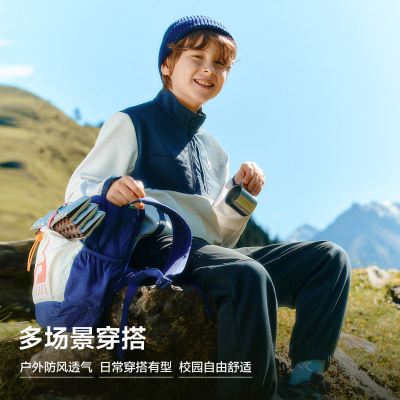 FILA斐乐儿童童装卫衣2025年冬季新款男童中大童运动宽松套头上衣