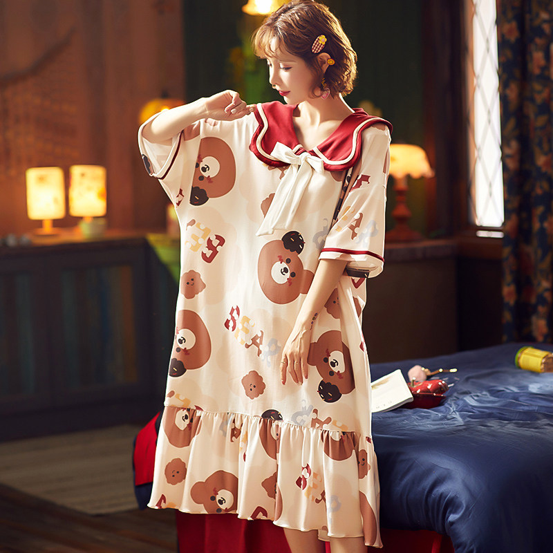 夏季短袖纯棉公主风韩版宽松睡裙 伊柔情睡裙