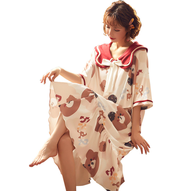 夏季短袖纯棉公主风韩版宽松睡裙 伊柔情睡裙