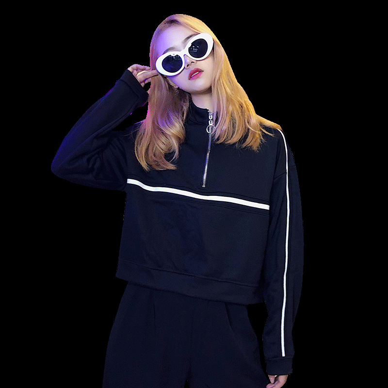 条纹长袖t恤女网红同款衣服韩版学生卫衣早秋chic潮ins超火的上衣
