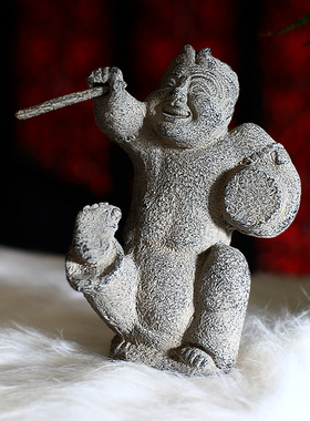 新中式打鼓俑摆件创意古典居家装饰品茶店前台客厅书房博古架摆设