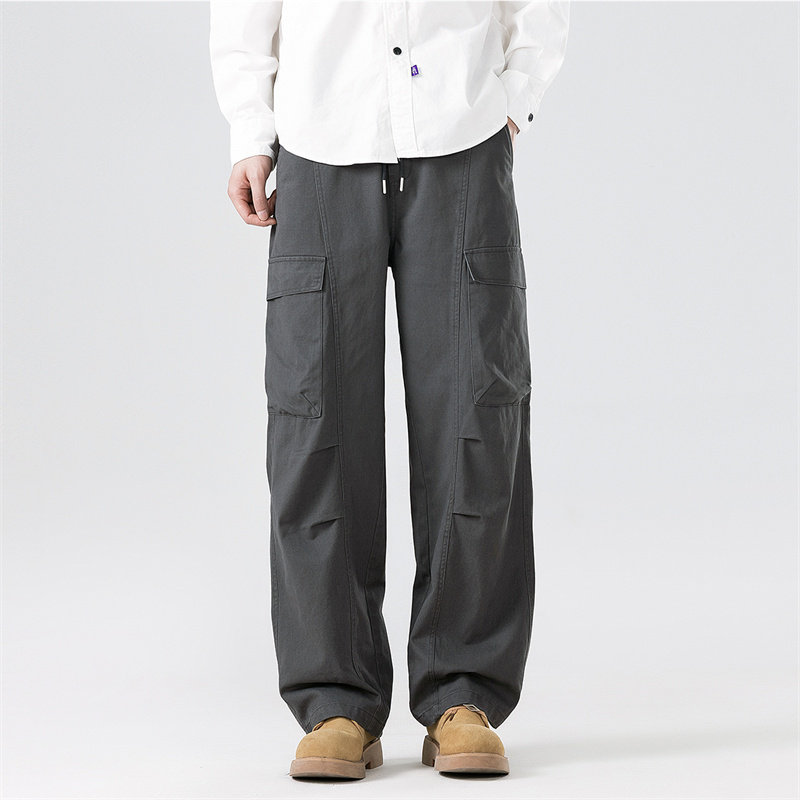 简约百搭美式工装风多口袋休闲裤男宽松直筒长裤军绿色舒适工装裤,淘宝优惠券,粉丝福利购,淘宝优惠卷