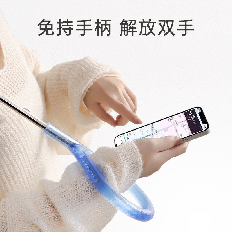 左都自动白色透明长柄雨伞大号女双人网红高级感颜值加厚加固防风