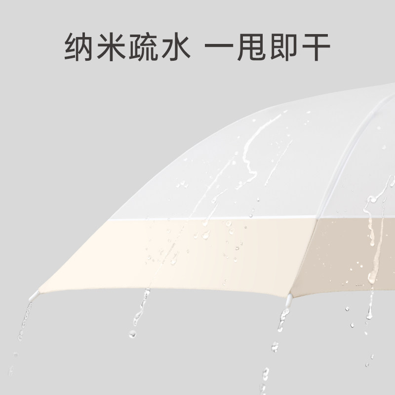 左都自动白色透明长柄雨伞大号女双人网红高级感颜值加厚加固防风