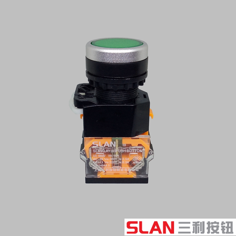 SLAN LAY39 SLA9B-11BN平钮点动启动自复位按钮开关22mm上海三利-图1