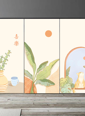 卡通小猫可爱儿童房衣柜门贴