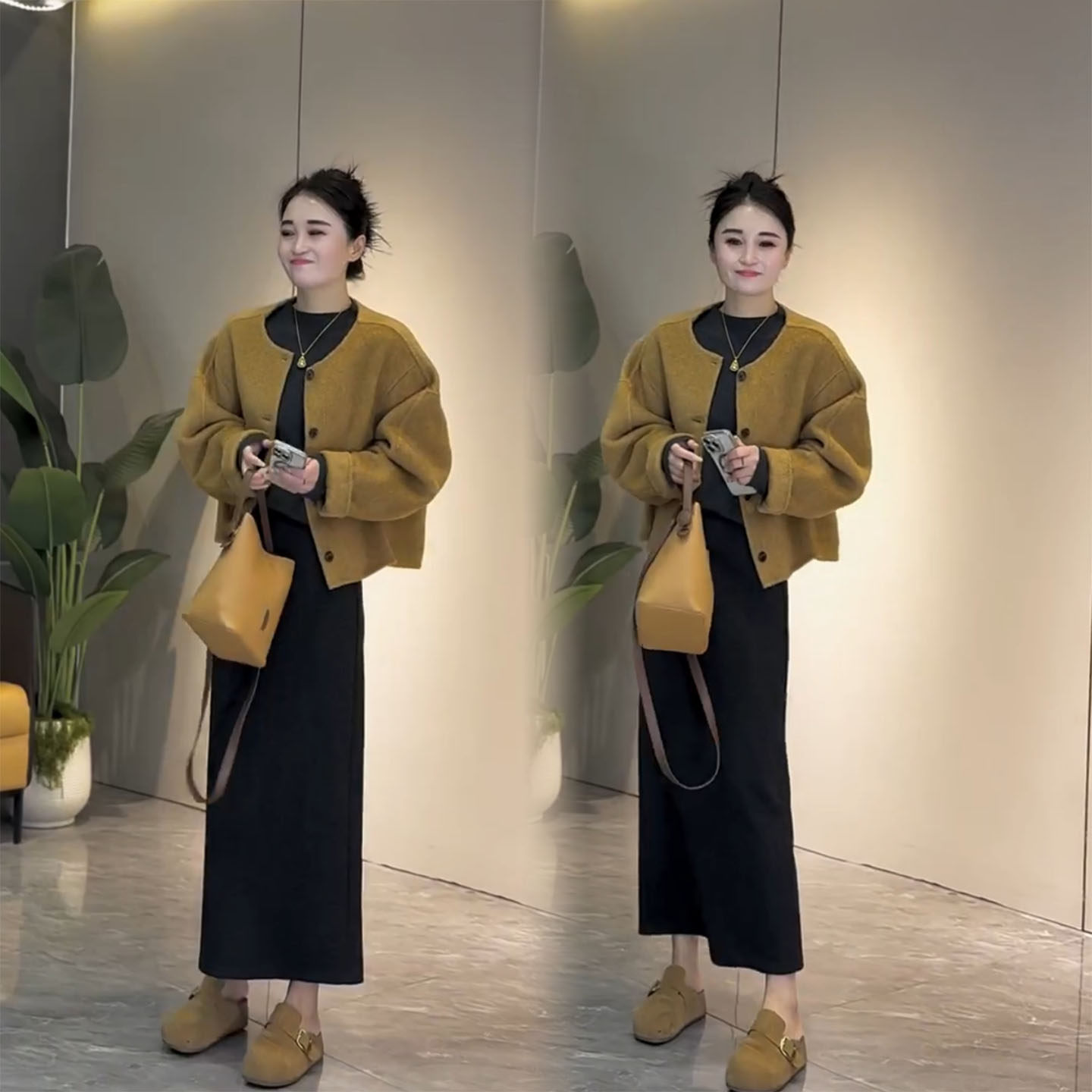 2025秋冬新款长袖外套半身裙两件套女高级感气质显瘦简约网红套装,淘宝优惠券,粉丝福利购,淘宝优惠卷