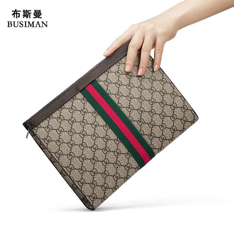 男士真皮2020新款潮牌老花手拿包 布斯曼男士包袋