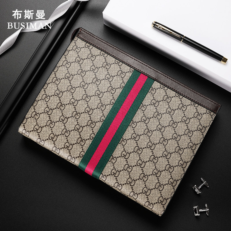 男士真皮2020新款潮牌老花手拿包 布斯曼男士包袋