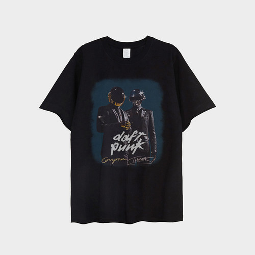 Daft Punk蠢朋克T恤短袖电子乐男女夏季纯棉衣服音乐 - 图2