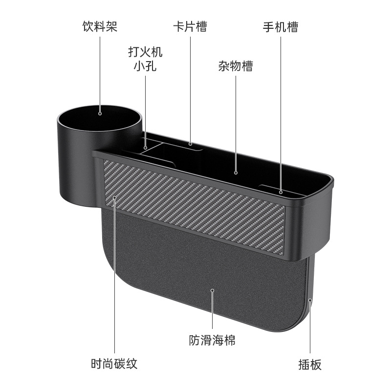 碳纤纹汽车座椅夹缝收纳盒车内装饰用品车载置物袋坐椅缝隙储物盒 - 图3