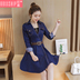 Mùa xuân và mùa thu 2019 mới của phụ nữ Hàn Quốc giảm béo áo vest dài hai mảnh phù hợp với váy denim dài tay - váy đầm các mẫu đầm đẹp 2021 váy đầm