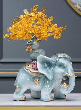 大象摆饰一对招财高级轻奢乔迁新居客厅装饰饰品结婚礼品开 业礼