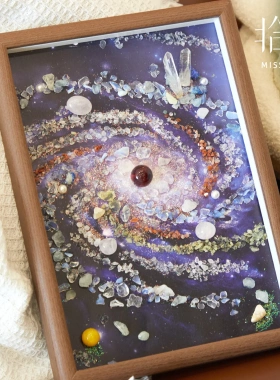 拾光DIY矿石画礼盒 复古手工相框水晶矿石画材料包装饰桌面摆件