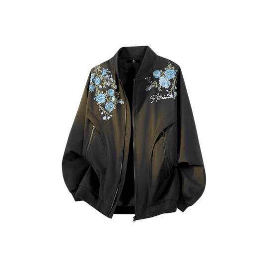 Free try~American floral print bomber jacket