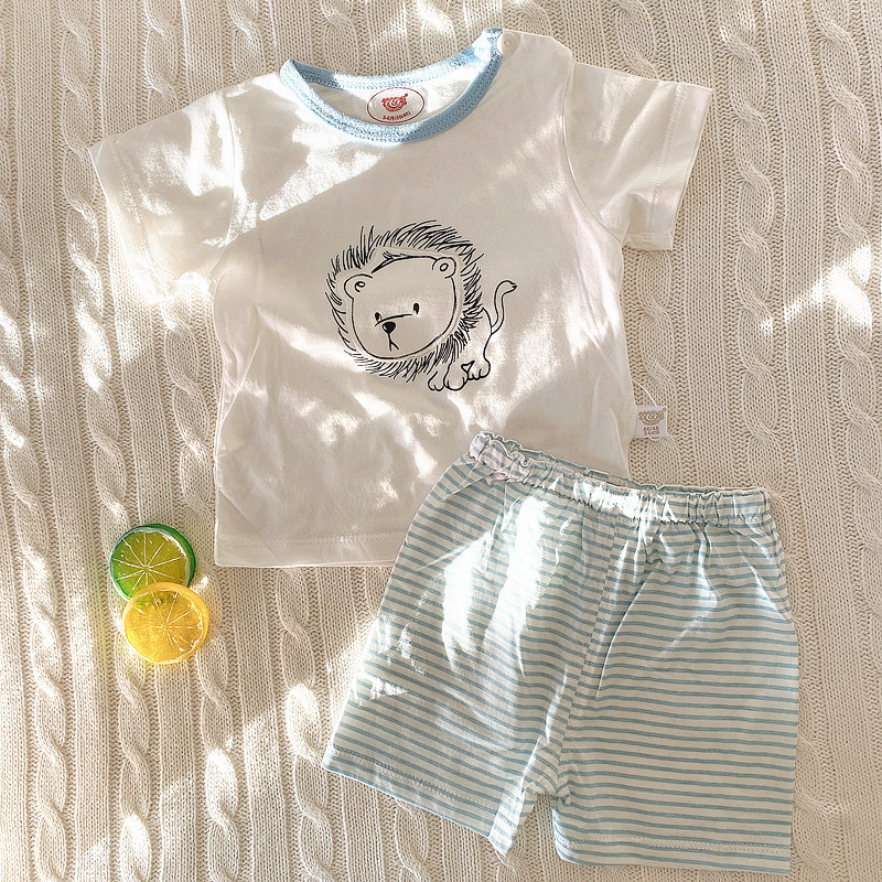 逗逗猴男女宝宝套装夏季新品婴幼儿卡通可爱短袖T恤短裤2件装纯棉,淘宝优惠券,粉丝福利购,淘宝优惠卷