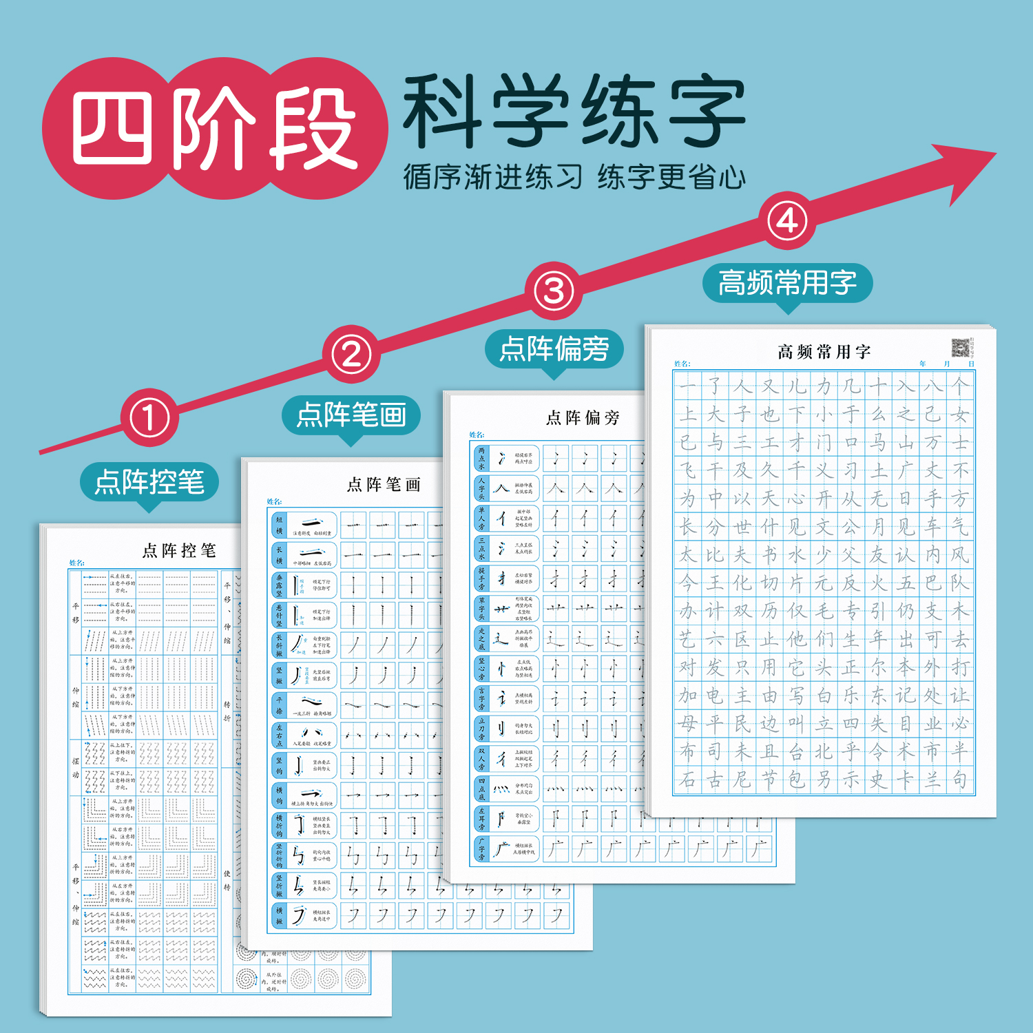 1-6年级控笔训练字帖小学生点阵笔画笔顺练字帖幼小衔接练字本硬笔书法偏旁部首初学者入门套装专用儿童幼儿园每日一练一年级练习 - 图0