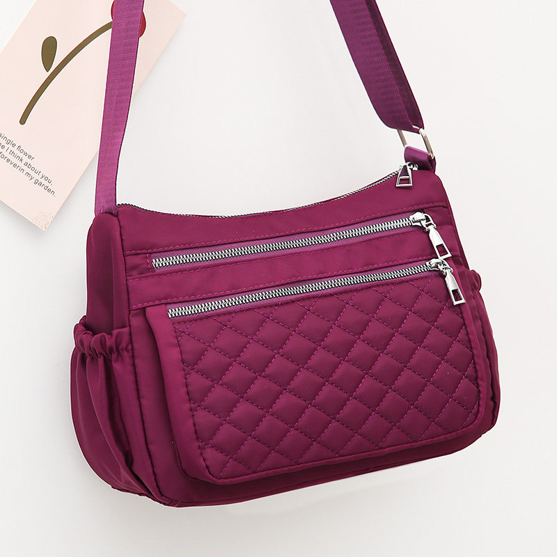 2021新款尼龙菱格多隔层单肩斜挎包中老年妈妈包轻便防水休闲布包,淘宝优惠券,粉丝福利购,淘宝优惠卷