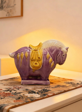 陶瓷小胖马过年旅游纪念品礼盒装