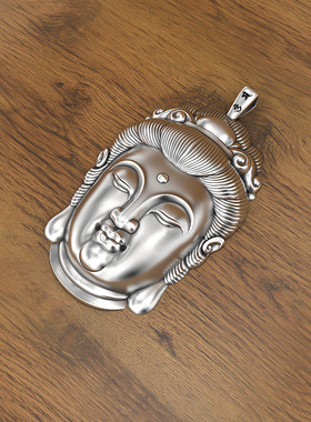 新款藏银佛头吊坠项链男潮如来佛挂坠复古保平安佛像观音女守护神