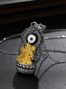 S925纯银镀金天珠白度母吊坠