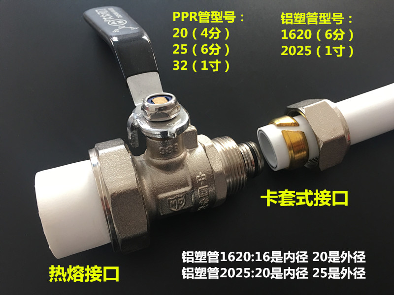 转换球阀PPR管转铝塑管全铜阀门双活接开关焊接热熔管卡套太阳能