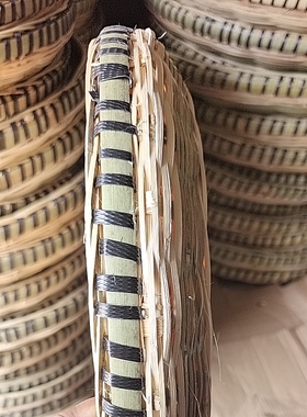 双层竹编簸箕农家纯手工编织